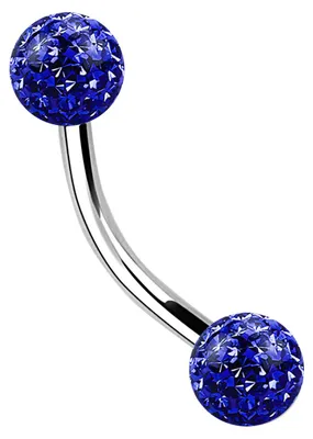 Produktbild von Titan Piercing Schmuck Banane 1,2 x 9 mm + Epoxy Kugeln in dunkelblau