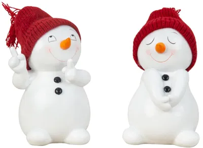 Produktbild von 2 Stück Schneemann Figuren fröhlich 15cm Weihnachten Deko Dekofigur Winterdeko