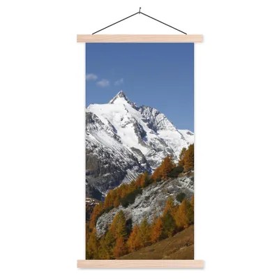 Produktbild von MuchoWow® Textilposter Der höchste Berg im Herbst im Park Hohe Tauern in Österreich 60x120 cm mit holzfarbenen Rahmen - Holz