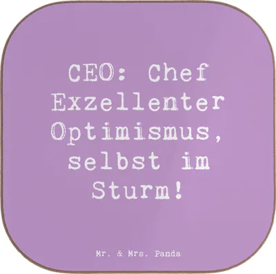 Produktbild von Mr. & Mrs. Panda Untersetzer für Gläser Spruch CEO Optimismus - Lavendeltraum - Geschenk, Humor, Unternehmensführung, Geschenke mit Herz, Tasse, Coaster, Beruf