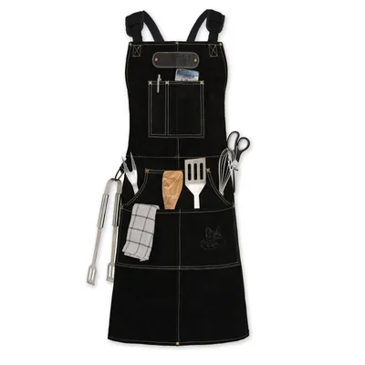 Produktbild von ROUGH Büffel Rau Wild Leder Arbeitsschürze, Grillschürze BBQ Kochschürze in Schwarz