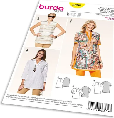 Obrázok produktu pre Strih Burda 6809 - Tunika, košeľa
