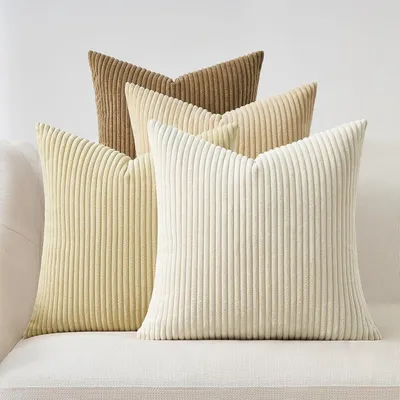 Productafbeelding van Kussenslopen, corduroy, beige, 60x60 cm, set van 4, met kleurverloop