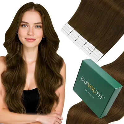 Image de Extensions à clips, cheveux naturels, brun foncé, n°4, 35 cm, 40 g