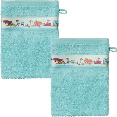 Produktbild von Erwin Müller Kinder-Waschhandschuh 2er-Pack türkis 16x21 cm
