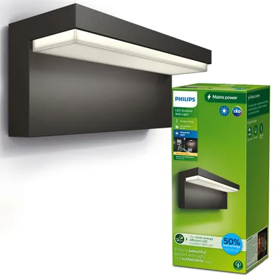 Zdjęcie produktu dla Philips Kinkiet Bustan 3,8 W, Oświetlenie zewnętrzne ścienne, Antracyt, Metal, IP44, Patio, Ogród, I