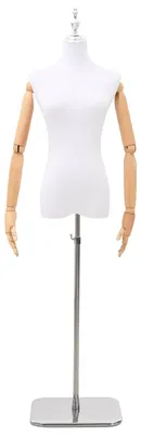 Zdjęcie produktu dla Manekin regulowany, wysokość 165-213 cm, damski, biały, wykonany z tworzywa PP