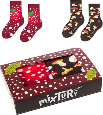 Produktbild von Kindersocken Set mit Pilzmuster 2 Paar 30-35, Lange und Bunte Socken