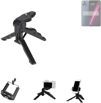 Produktbild von K-S-Trade Stativ Tisch-Ständer Dreibein Handy-Stativ Ständer kompatibel mit T-Mobile REVVL 6 Mini-Stativ Smartphone Tripod Handy-Stativ aus Plastik