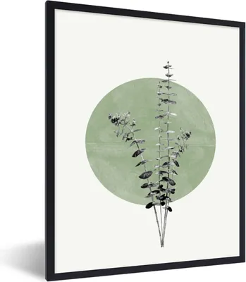 Produktbild von MuchoWow® Gerahmtes Poster Grün - Pflanzen - Natur - Abstrakt 60x80 cm - Poster mit Schwarzem Bilderrahmen Wandposter Rahmen Foto Bilder - Premium - Wanddeko Wohnzimmer