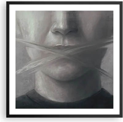 Produktbild von Gerahmtes Poster - Schwarzer Rahmen - Symbol Mund Sprache - 60x60 cm - Wand Bild - Wanddeko - Wandbilder - Kunstposter - Wandposter - Bilderrahmen - Bilder - Kunstdruck - P2BAC60x60-4754