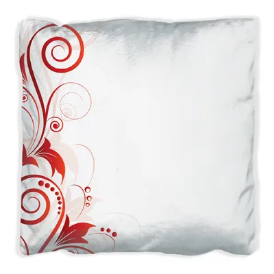 Produktbild von Wallario Premium Kissen, weiche Oberfläche, mit Motiv Abstrakte rote Blumenschnörkel, Größe: 40 x 40 cm, mit weißer Rückseite