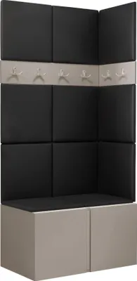 Produktbild von MIRJAN24 Garderoben-Set Orion I, Garderobe mit Sitzbank mit 11 x Wandpanel 42x42 (Farbe: Cashmere, Soft 011)