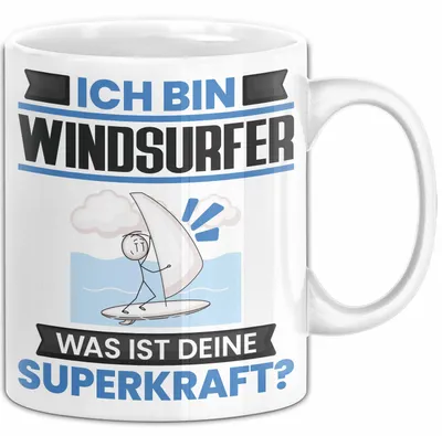 Zdjęcie produktu dla Kubek dla windsurfera – prezent urodzinowy dla windsurfera z zabawnym napisem (biały)