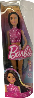 Immagine prodotto di Barbie Fashionistas con capelli lisci neri, gonna a balze, bambola di moda, Mattel HRH130