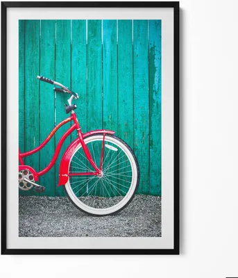 Produktbild von Schwarzes Fahrrad– Wandbild mit Rahmen – Gerahmtes Bild  – Wanddekoration – 70x100 cm –  Schwarz Rahmen