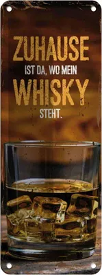 Produktbild von vianmo Blechschild 27x10 cm Zuhause ist da wo mein Whisky Spruch Zitat