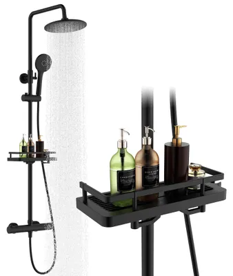 Image de Système de douche HOMELODY avec thermostat et étagère de douche - Ensemble complet de robinet de douche