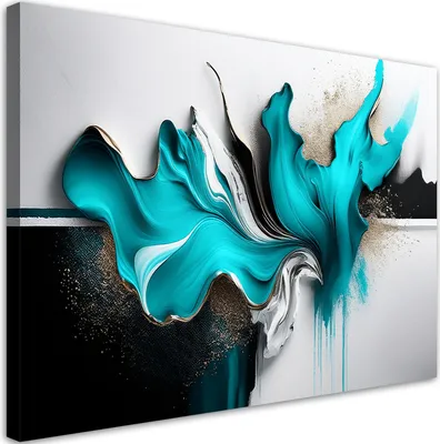 Image de Toile turquoise Abstraction Effet 3D 90x60 Feeby Turquoise Image pour le mur Prête à accrocher