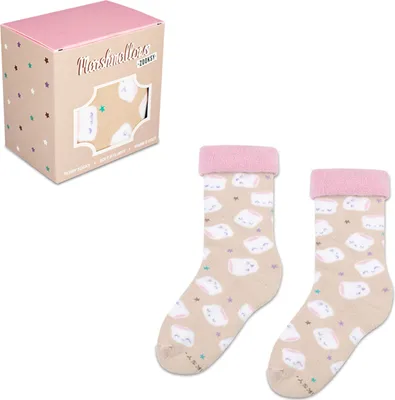 Produktbild von ZOOKSY Weihnachten Socken für Jungen und Mädchen MARSHMALLOWS Weihnachtssocken mit Marshmellow-Motiv, 30-35
