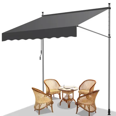 Immagine prodotto di Fiqops tenda da sole a morsetto tenda da sole per balcone tenda da sole per giardino resistente ai raggi UV tenda da sole a bracci pieghevoli grigio 4M