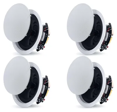 Immagine prodotto di Altoparlanti a soffitto Bluetooth, 165,1 mm, sistema di altoparlanti da incasso (soffitto e parete) con amplificatore, a 2 vie, adatti per ambienti umidi, ideali per home theater, verande coperte e installazione a filo. Kit composto da 4 altoparlanti