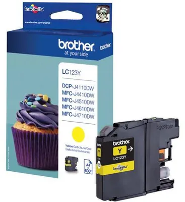Obrázok produktu pre Brother LC123YBP, Žltá, Atrament na pigmentovej báze, 1 kusov, 600 strany, Balenie po jednom kuse