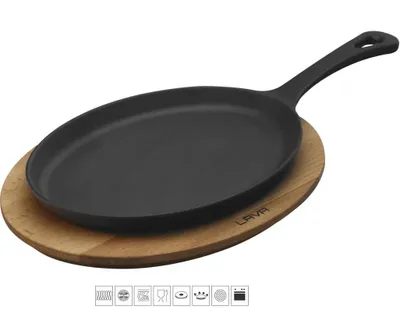 Image de LAVA METAL Poêle à frire "Fajita" 17x23cm avec base en bois