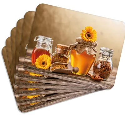 Produktbild von MG Design Set aus 6 Kork-Platzsets - Honey 1 - 30 x 40 cm - hitzebeständig & abwischbar, mit Korkrückseite
