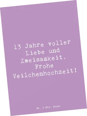 Produktbild von Mr. & Mrs. Panda Postkarte Spruch 13. Hochzeitstag Veilchenhochzeit - Lavendeltraum - Geschenk, Treue, Heirat, Ehefrau, Geschenke, Fotokarte, Ansichtskarte, Heiraten