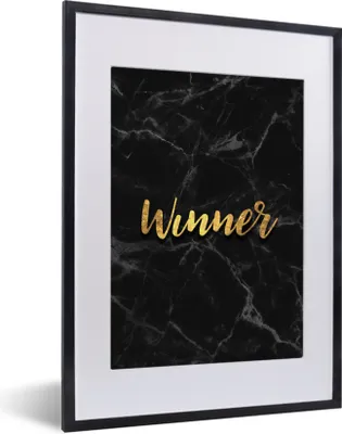 Produktbild von MuchoWow® Gerahmtes Poster Sieg - Gold - Marmor 30x40 cm - Poster mit Schwarzem Bilderrahmen Wandposter Rahmen Foto Bilder - Wandposter Schlafzimmer