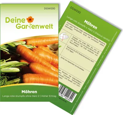 Produktbild von Möhren lange rote Stumpfe ohne Herz 2 Samen - Daucus carota - Möhrensamen - Gemüsesamen - Saatgut für 800 Pflanzen