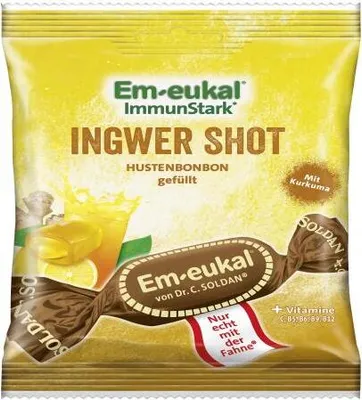 Produktbild von Em-Eukal Bonbons Ingwer Shot gefüllt zuckerhaltig 75 g