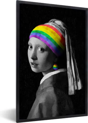 Produktbild von MuchoWow® Gerahmtes Poster Das Mädchen mit dem Perlenohrring - Vermeer 60x90 cm - Poster mit Schwarzem Bilderrahmen Wandposter Rahmen Foto Bilder - Kunst