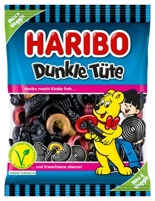 Obrázek produktu pro Haribo tmavý kornout veggie mix lékořice částečná ovocná žvýkačka 175g