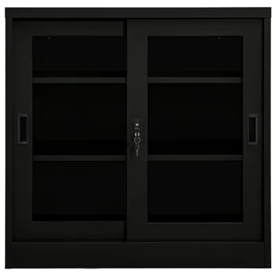 Immagine prodotto di Armadio con Ante Scorrevoli Nero 90x40x90 cm in Acciaio