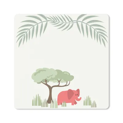 Produktbild von MuchoWow® Mauspad Mousepad Illustration eines Elefanten mit tropischen Pflanzen 30x30 cm - Mousepads - Maus Mat - Pad - Mausunterlage - Gaming