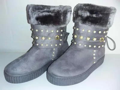 Produktbild von gefütterter Winterstiefel, Gr: 37, 38, 39, 40, Stiefel, grau, Velourleder, NEU