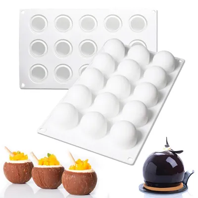 Immagine prodotto di 2 stampi in silicone a forma di sfera per cioccolatini e caramelle, diametro 4,3 cm
