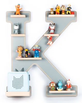 Immagine prodotto di K / Appendino per Tonie Box e Tonie Figure / Scaffale salvaspazio / H. 54 x W. 45 x D. 19 / Scaffale da parete Music Box Stoccaggio con inserti magnetici / Scaffale di stoccaggio in legno