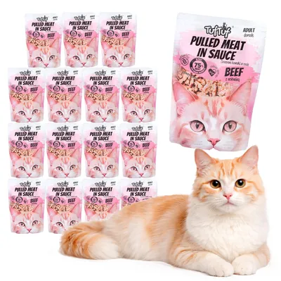 Produktbild von Tuftuf | Nasses Katzenfutter - 20x100g - Zarte Stücke mit Rindfleisch - Getreidefreie Rezeptur - Katzenfutter