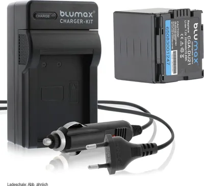 Produktbild von 1x Akku + Lader für Panasonic CGA-DU21 CGA-DU12,CGA-DU14,CGR-DU06 2200 mAh