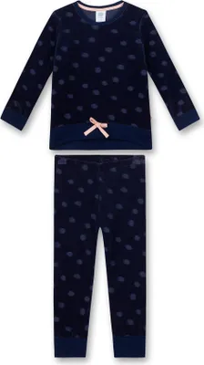 Produktbild von Sanetta Mädchen Schlafanzug - Nachtwäsche, Pyjama, Baumwolle, Punkte, Rundhals, lang Dunkelblau 104