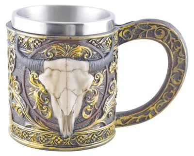 Zdjęcie produktu dla Vogler 816-4148, dzbanek "Bullenschädel" w stylu western, z metalowym wkładem, szklanka, szklanka do piwa, kubek