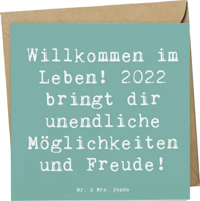 Produktbild von Mr. & Mrs. Panda Klappkarte Spruch 2022 Geburtstag Freude - Meeresbrise - Geschenk, neues Jahr, Geburtsjahr, Glückwunsch, doppelkarte, faltkarte, Grußkarte, Alter