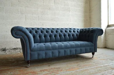 Produktbild von Chesterfield Couch Textil 3 Sitzer XXL Big Sofa Couchen Big Polster Blaue