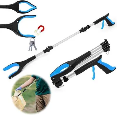 Produktbild von Ultiluxe Greifhilfe mit Magnet - Faltbare Greifzange - drehbarer Kopf - 28-91 cm - Aluminium
