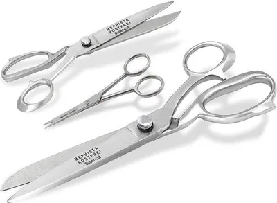 Produktbild von Unyqoos® Premium Stoffscheren-Set, 3-teilig – 2×17,5 cm Textilscheren, 28,0 cm schwere Schere, 11,5 cm Stickschere, handgeschliffene Klingen, Mikroverzahnung