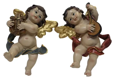Produktbild von Schutzengel Wandengel 2er Set Harfe Laute 22 cm Polyresin Dekofigur