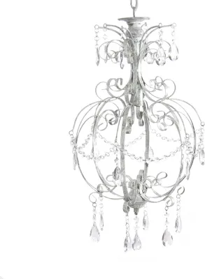 Produktbild von Kronleuchter ANTIQUE grau weiß gewischt shabby chic einarmig Hängeleuchte